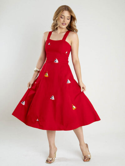 Vestido de Brim Bordado Mirela