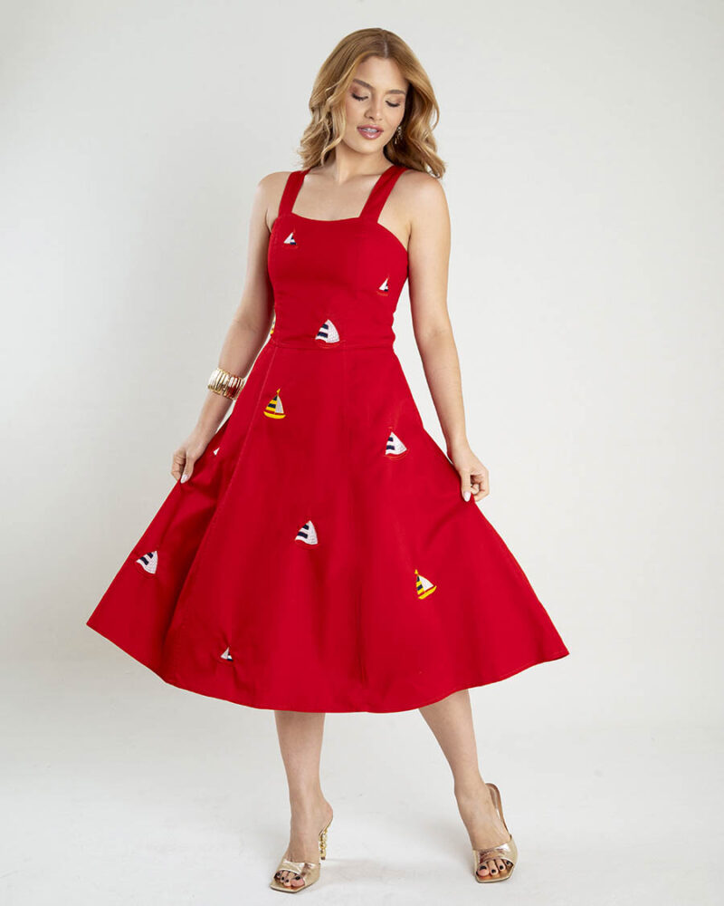 Vestido de Brim Bordado Mirela