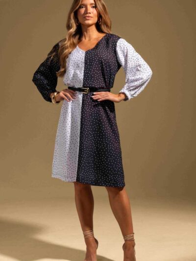 Vestido LC Gina Bicolor Poá