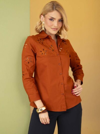 Camisa LC Bordada Virna-Telha