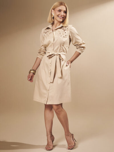 Chemise Bordado Georgia Areia