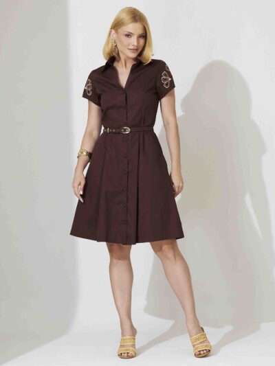 Vestido LC Bordado Larissa Café