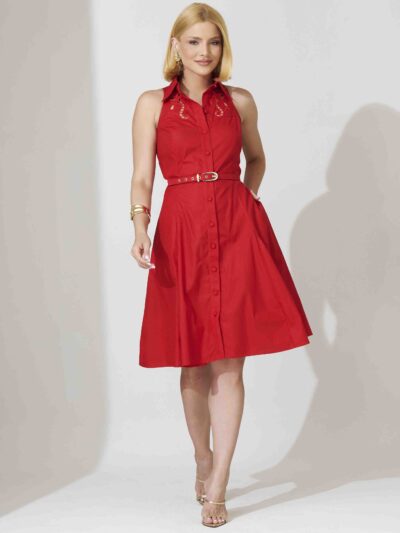 Vestido LC Bordado Helena Vermelho