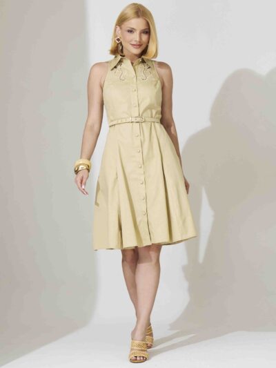 Vestido LC Bordado Helena Bege